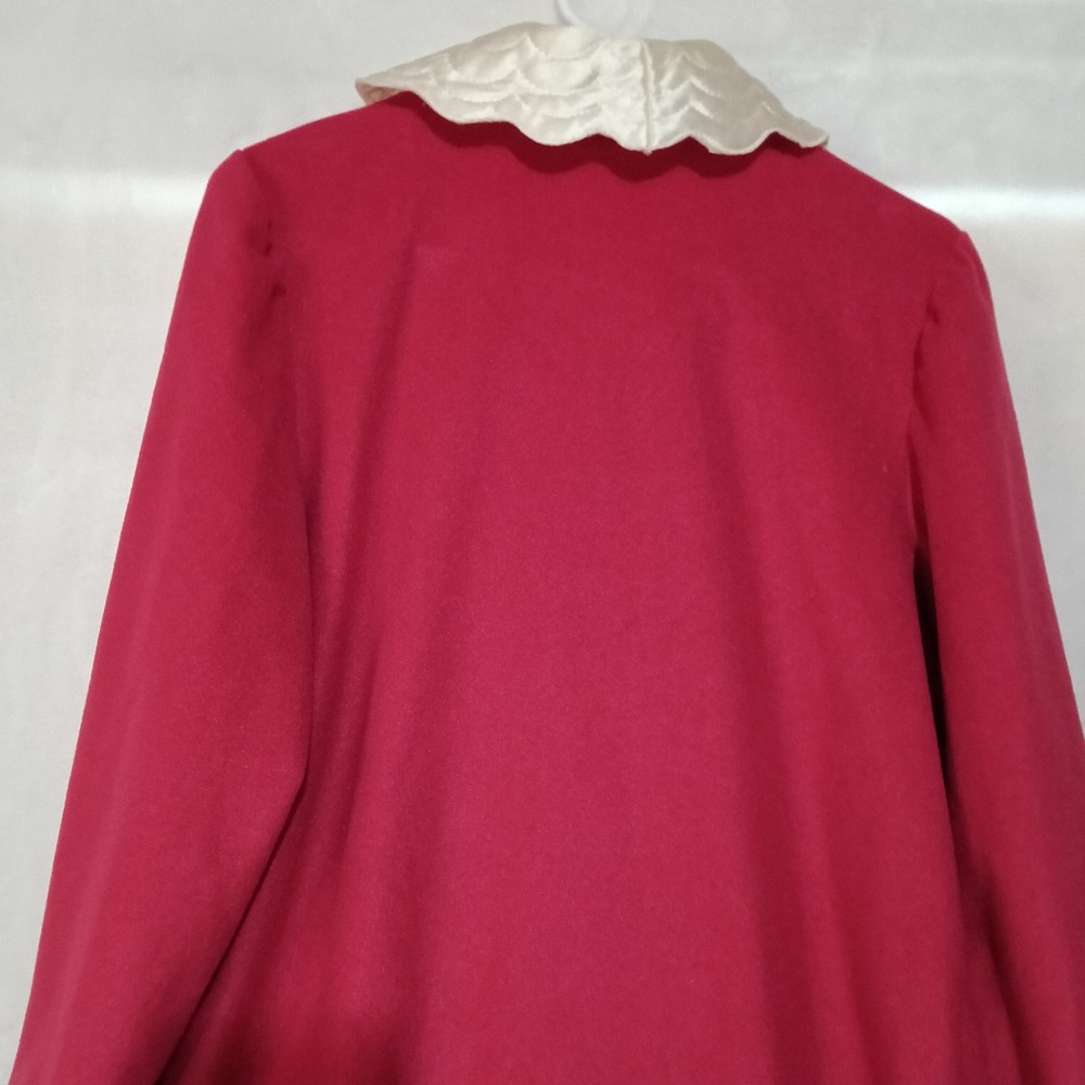 Vintage Moodsetter Pink Kaftan Robe Scalloped Quilted Collar Zip Front Large - Picture 3 of 8